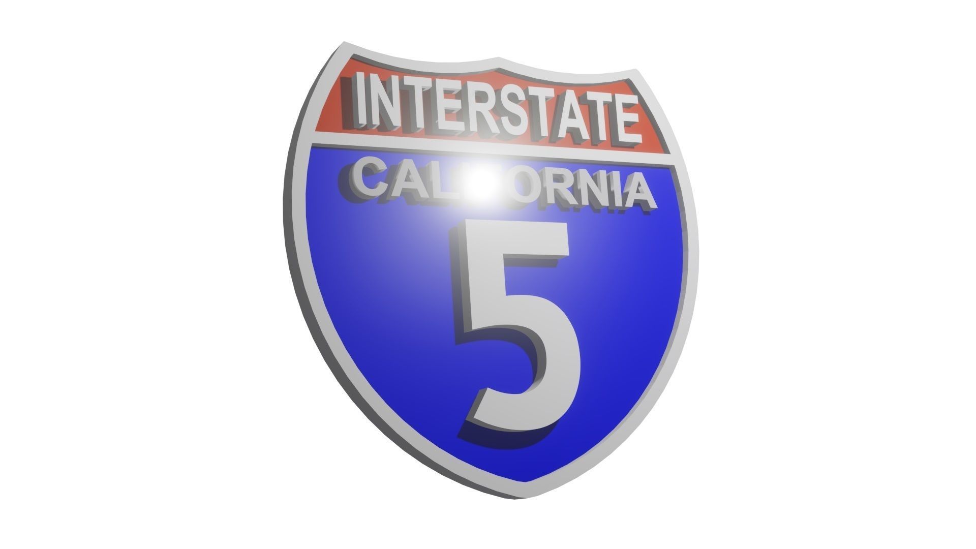Sign Interstate California 5  3D model_2