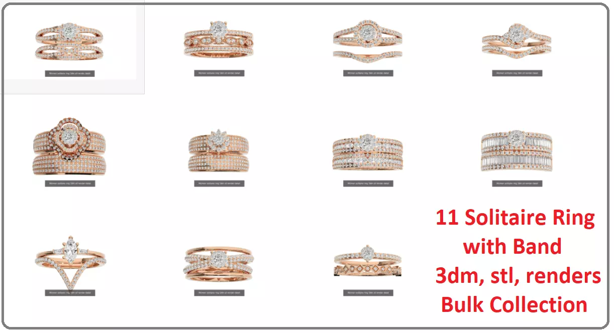 11 Solitaire ring with band 3dm stl renders details 3D Model Collection_0