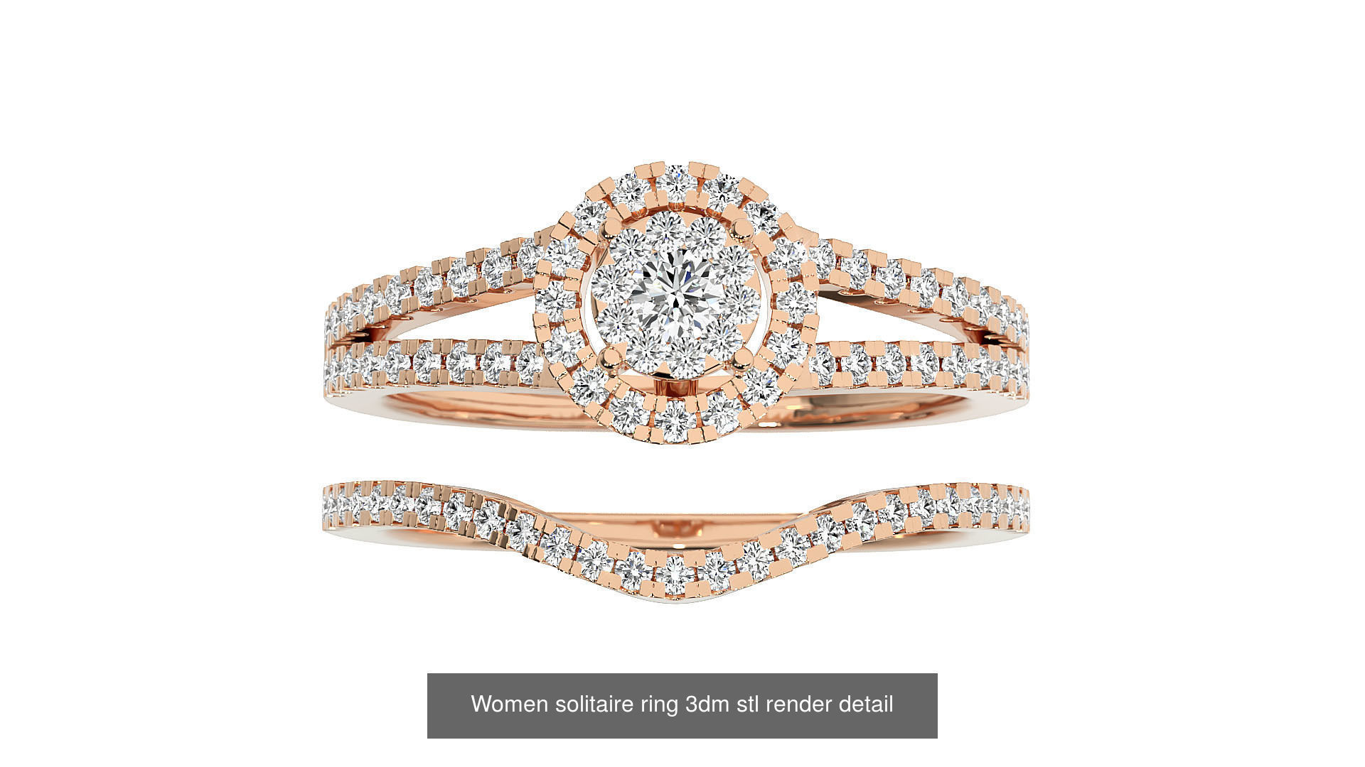 11 Solitaire ring with band 3dm stl renders details 3D Model Collection_4