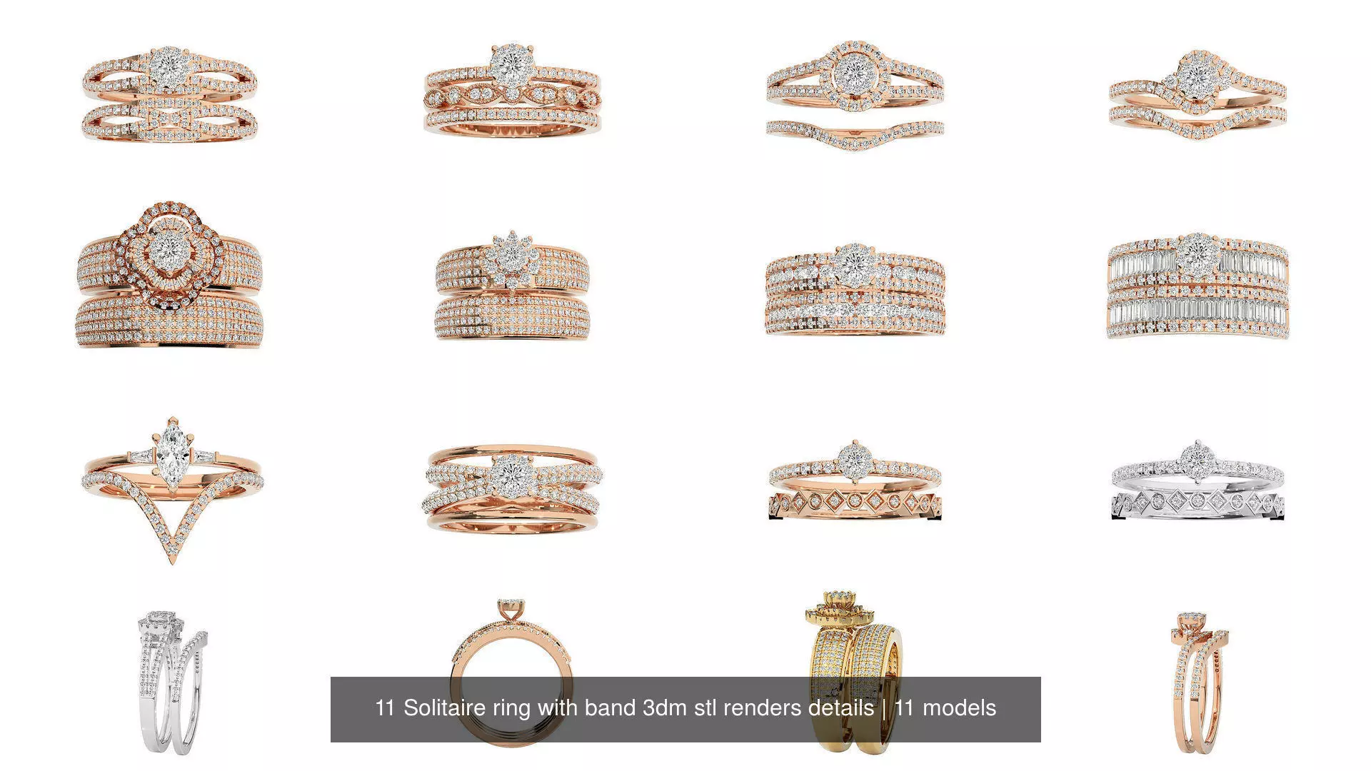 11 Solitaire ring with band 3dm stl renders details 3D Model Collection_1