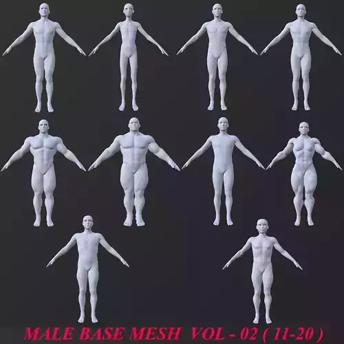 10 MALE BASE MESH  11-20 Low-poly 3D model
