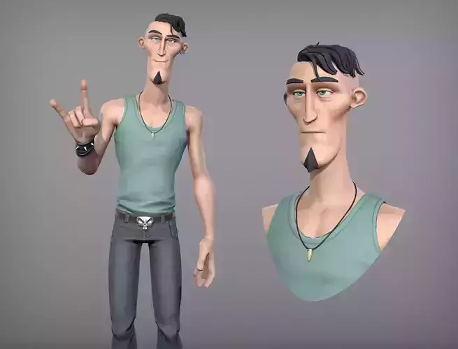 Cartoon male character Lukas Low-poly 3D model