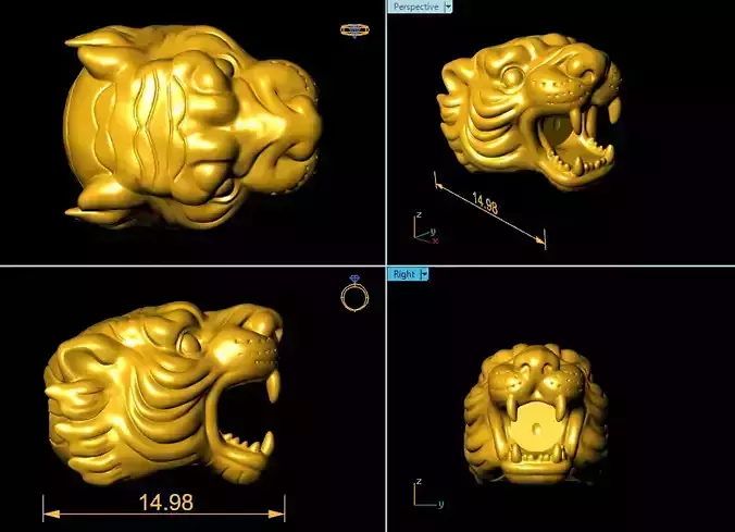  CHARM 3D PRINT TIGER HEAD