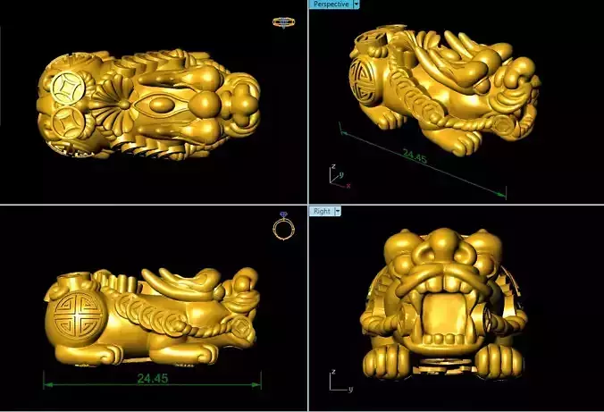 CHARM 3D PRINT chinese golden dragon