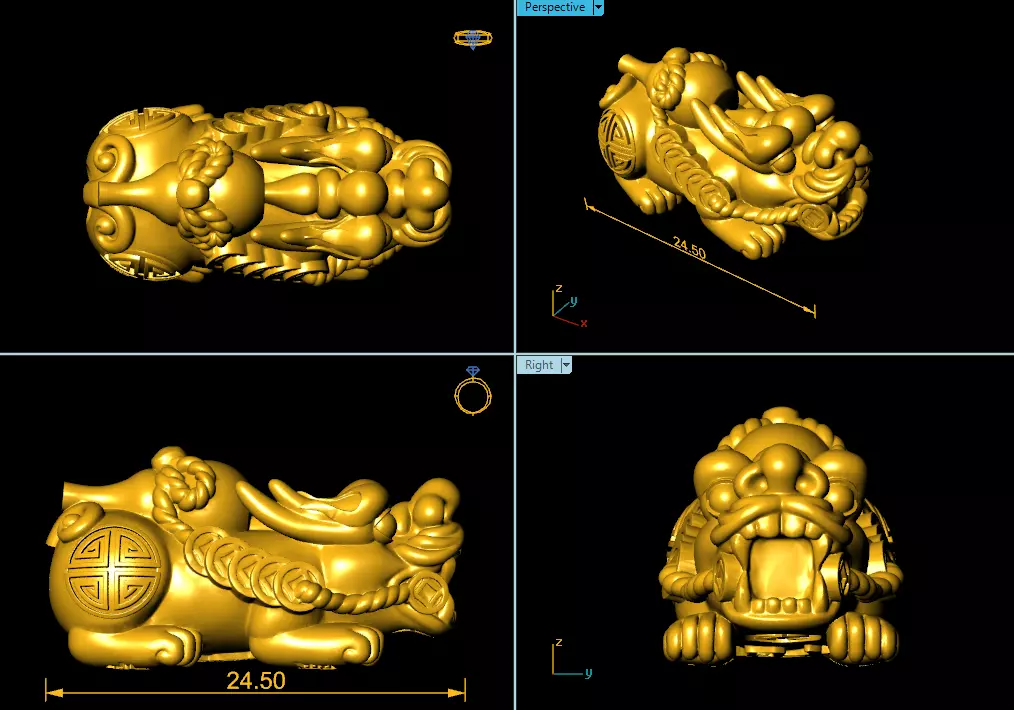 CHARM 3D PRINT chinese golden lion 3D print model_0