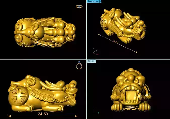 CHARM 3D PRINT chinese golden lion