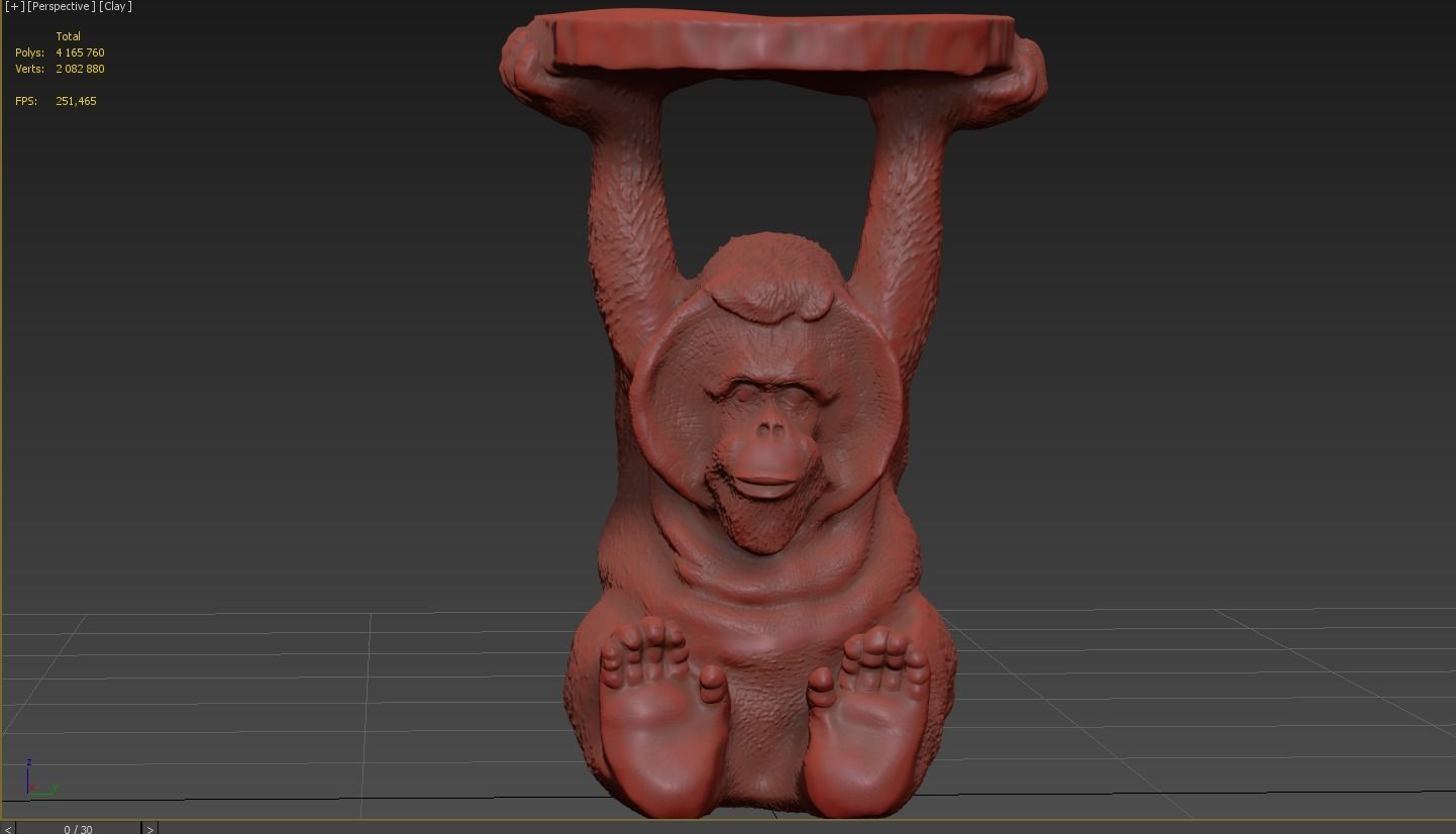 Side Table Animal Orang Utan 3D model_2