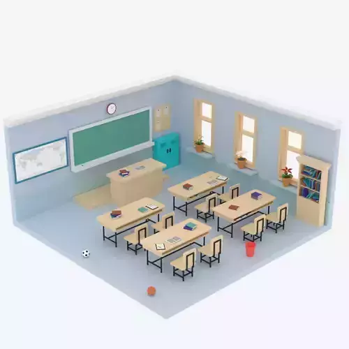 Lowpoly Cartoon Classroom