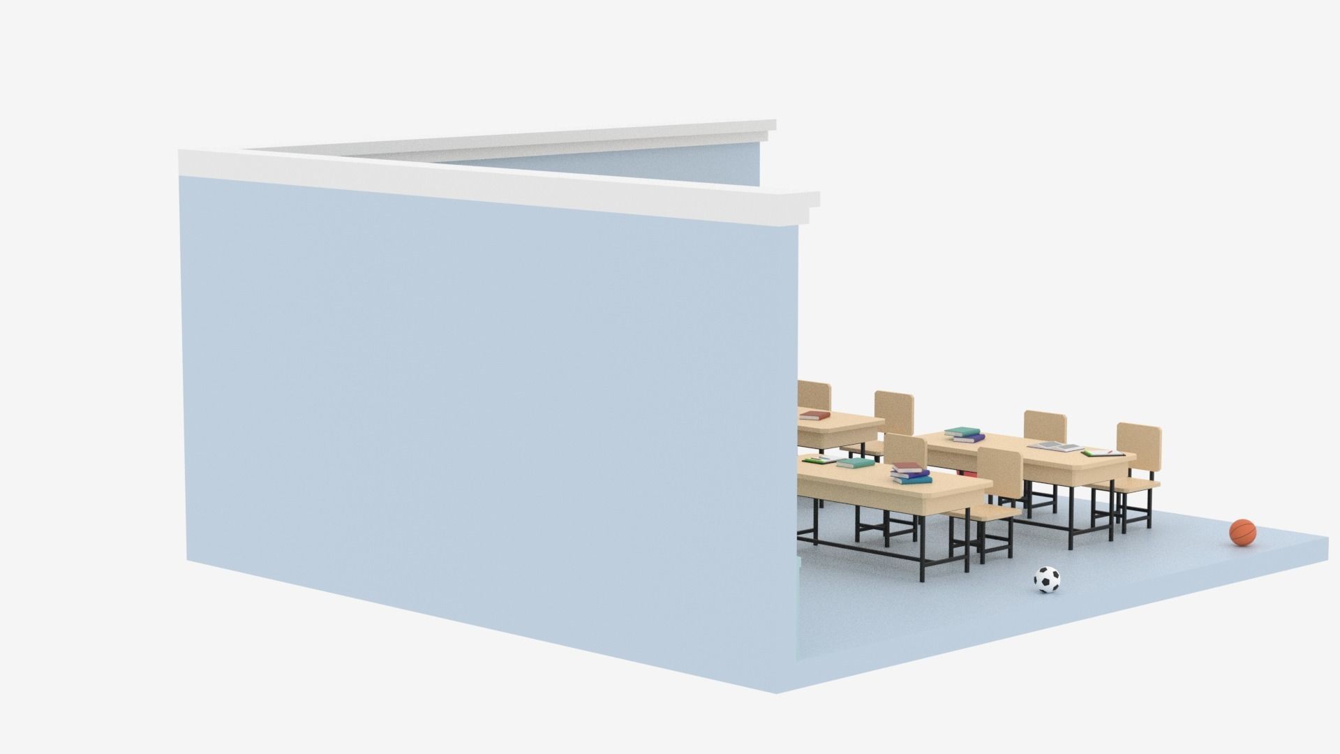 Lowpoly Cartoon Classroom Low-poly 3D model_23