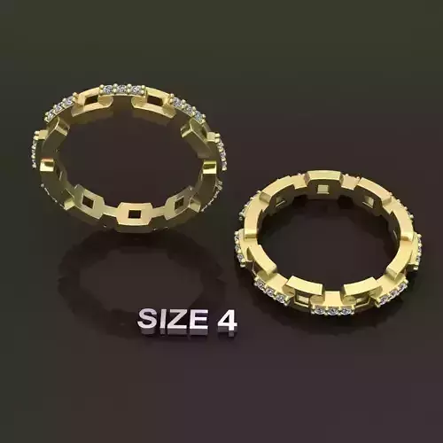 Hermes Style Link Diamond Band Ring Size 4