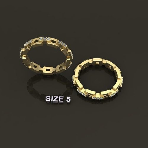 Hermes Style Link Diamond Band Ring Size 5 3D print model
