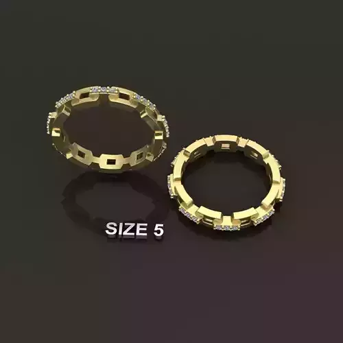 Hermes Style Link Diamond Band Ring Size 5