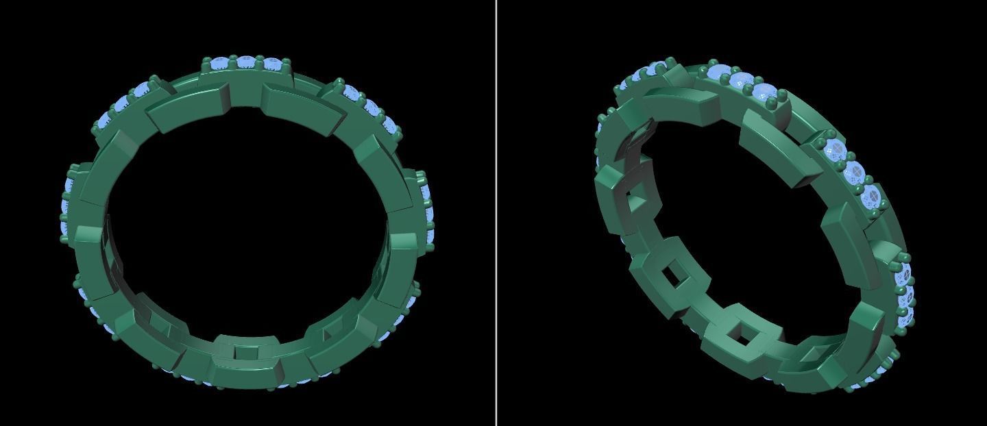 Hermes Style Link Diamond Band Ring Size 6 3D print model_12