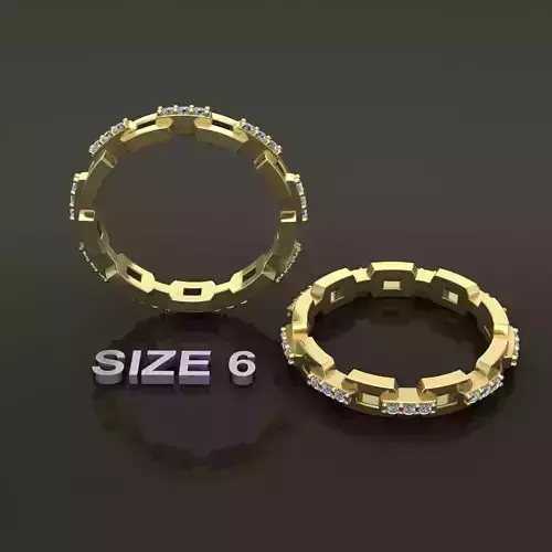 Hermes Style Link Diamond Band Ring Size 6