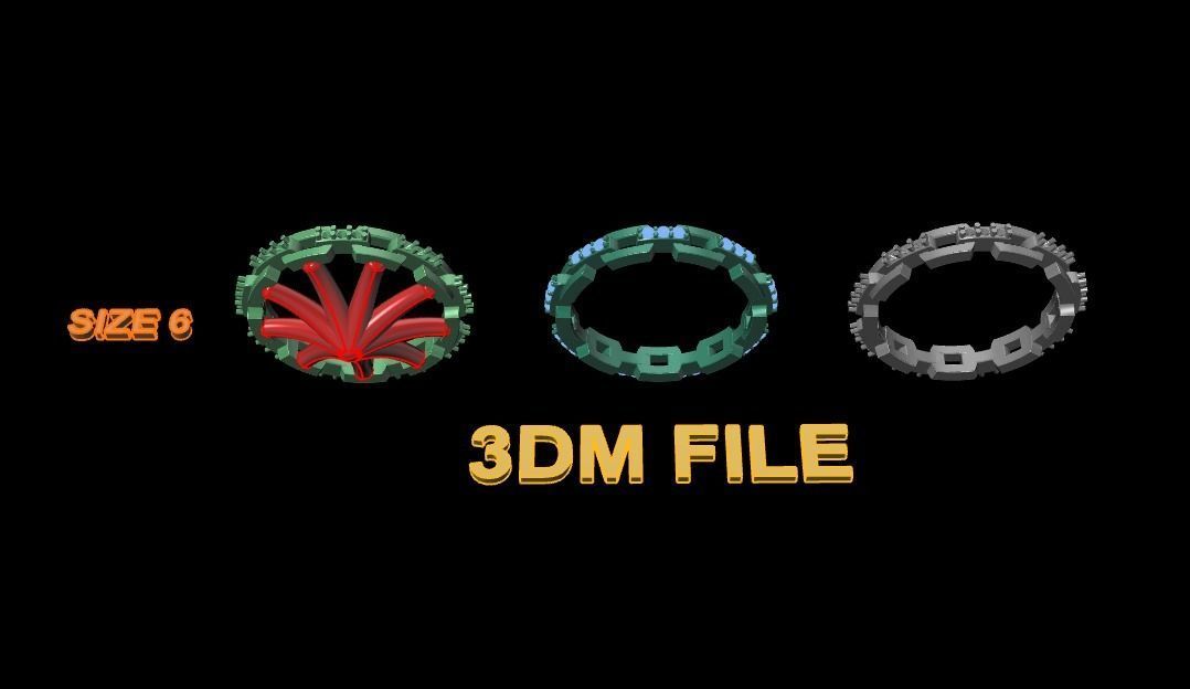 Hermes Style Link Diamond Band Ring Size 6 3D print model_2