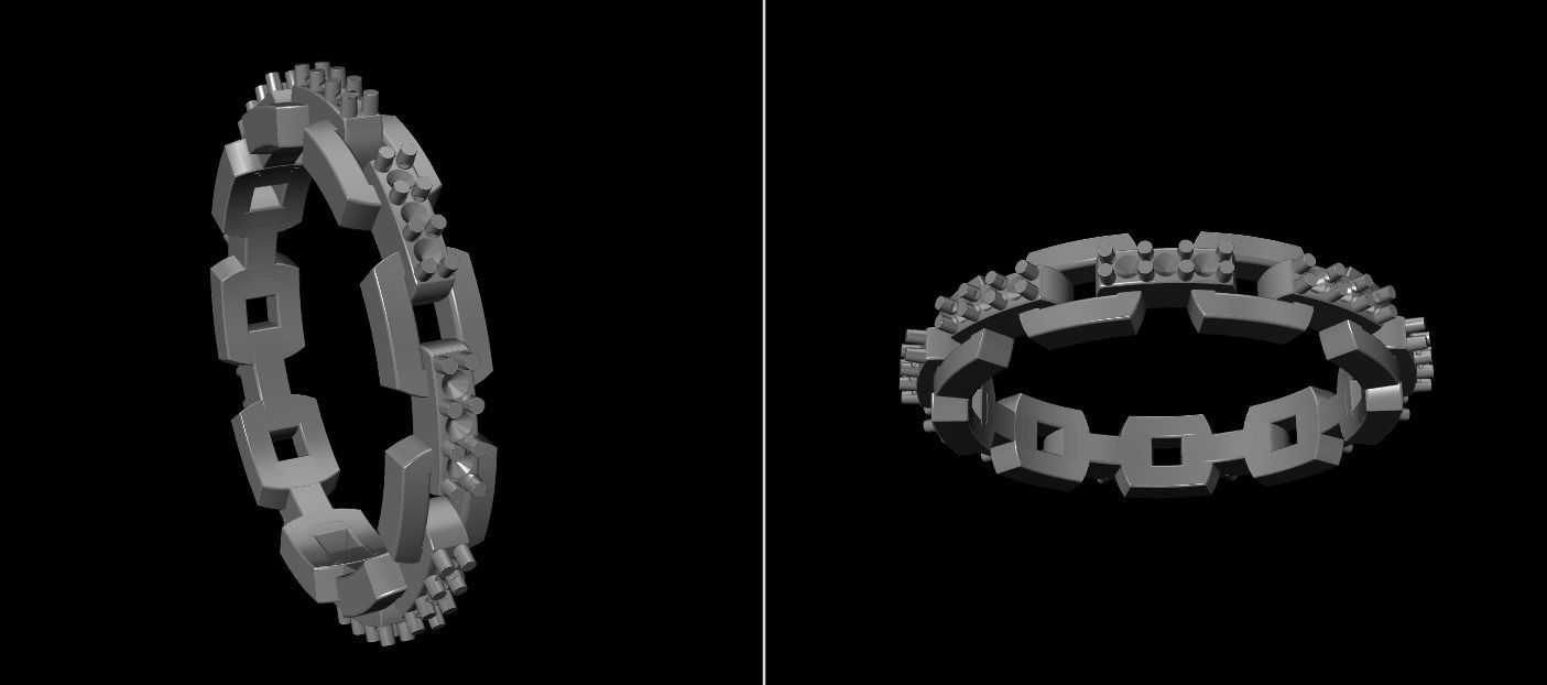 Hermes Style Link Diamond Band Ring Size 6 3D print model_13