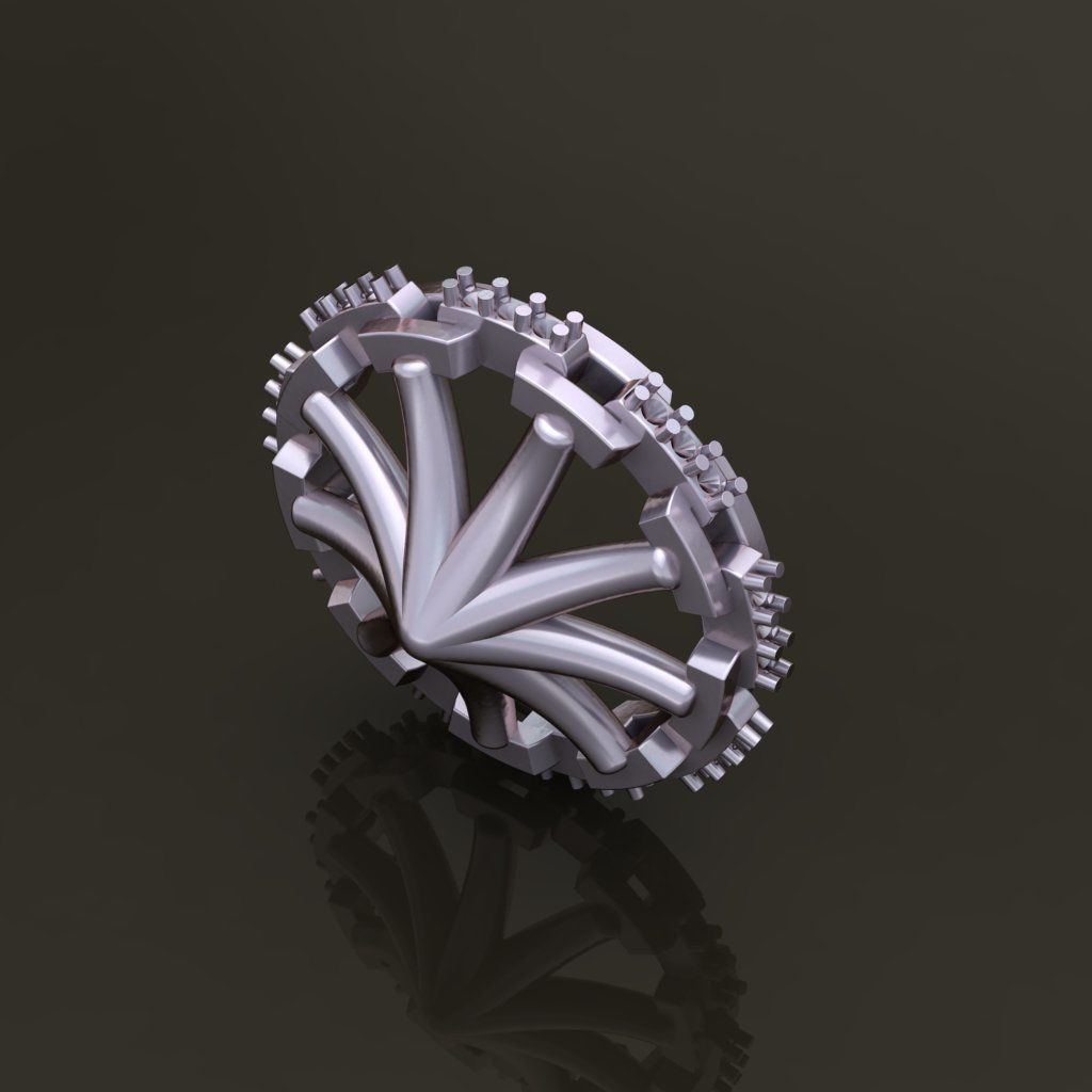 Hermes Style Link Diamond Band Ring Size 6 3D print model_6