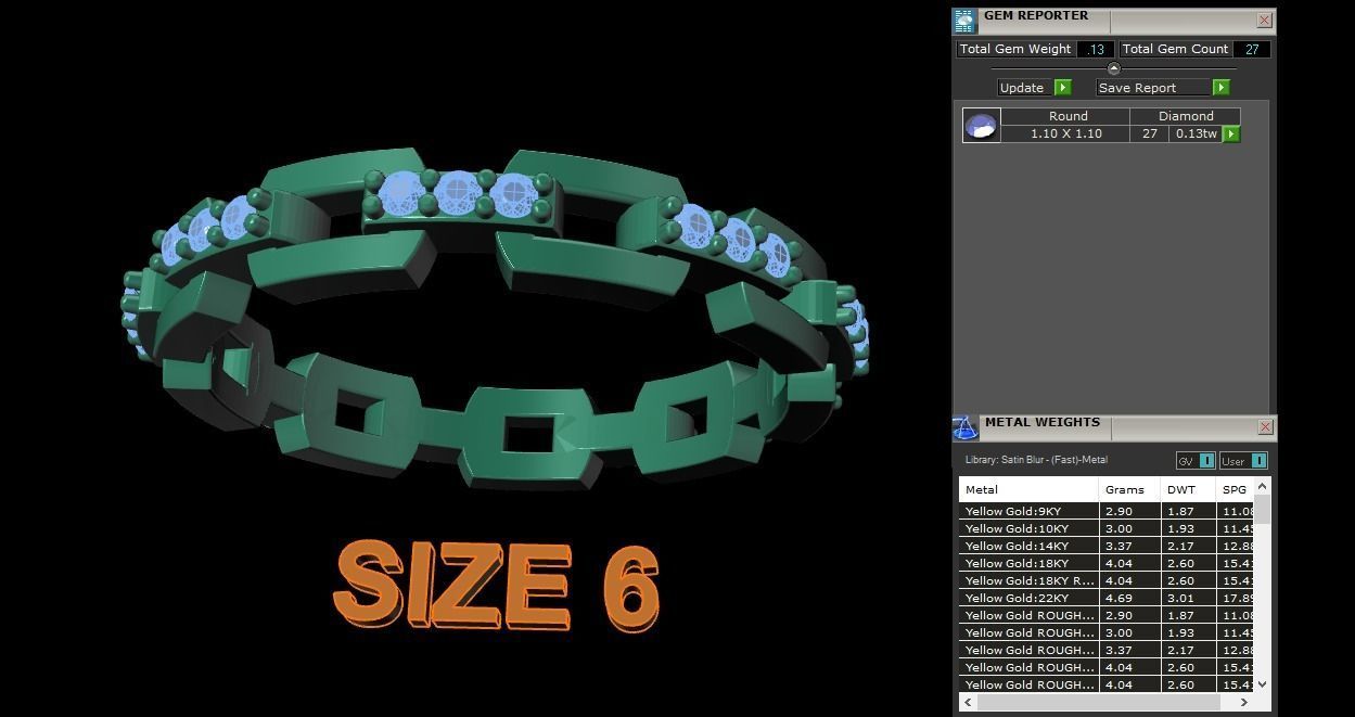 Hermes Style Link Diamond Band Ring Size 6 3D print model_10