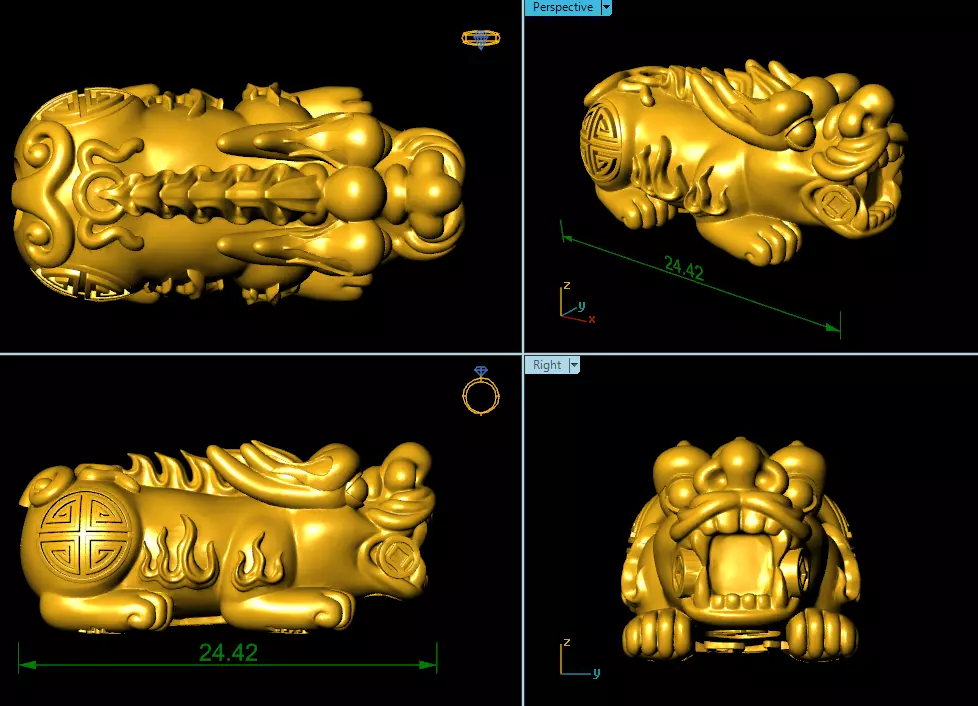 CHARM 3D PRINT chinese golden lion 3D print model_0