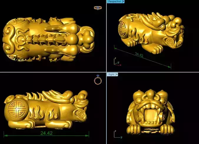 CHARM 3D PRINT chinese golden lion