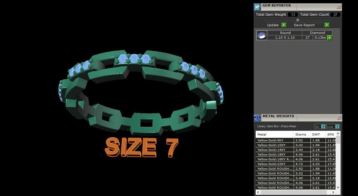 Hermes Style Link Diamond Band Ring Size 7 3D print model_10