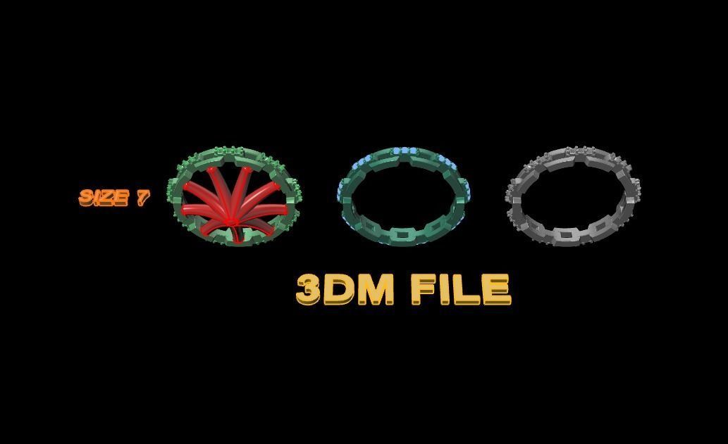 Hermes Style Link Diamond Band Ring Size 7 3D print model_2