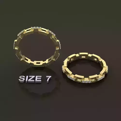 Hermes Style Link Diamond Band Ring Size 7