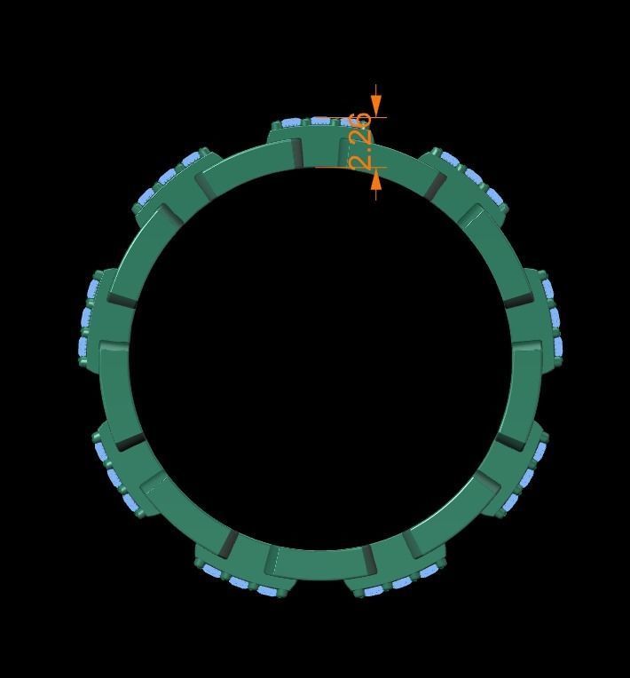 Hermes Style Link Diamond Band Ring Size 7 3D print model_9