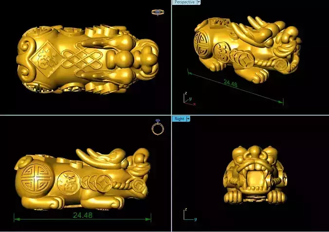 CHARM 3D PRINT chinese golden dragon