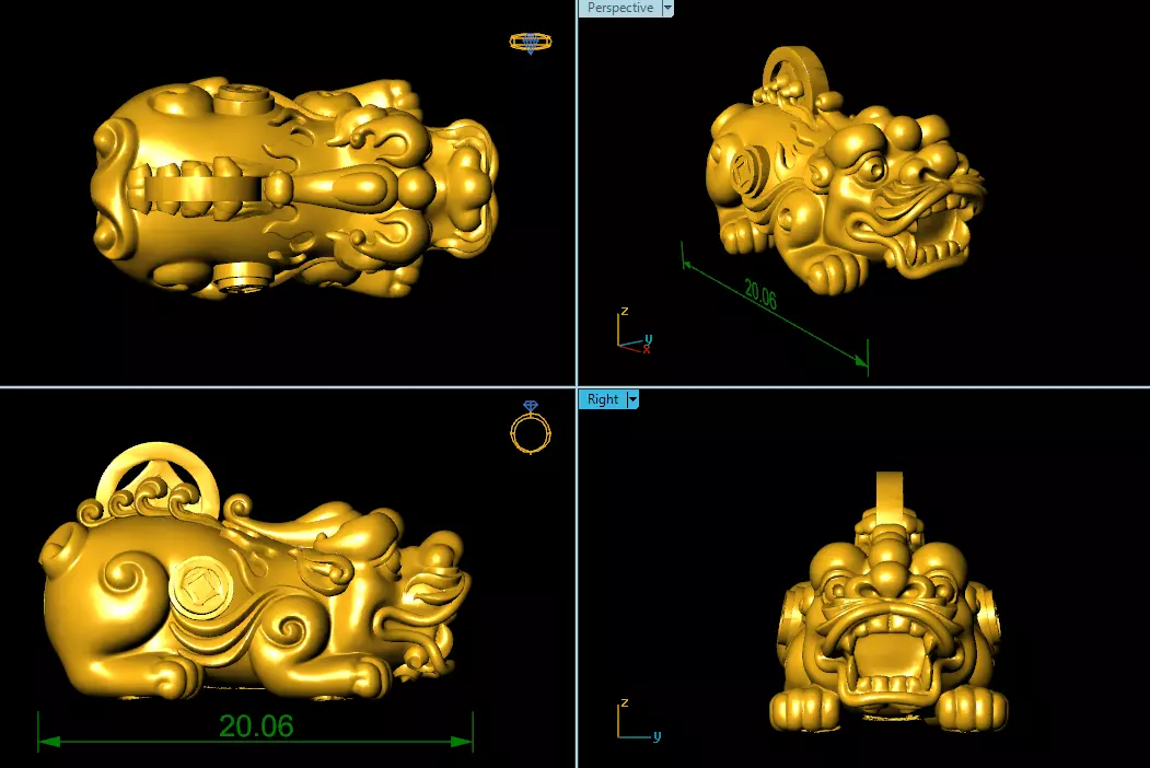 CHARM 3D PRINT chinese golden talisman 3D print model_0