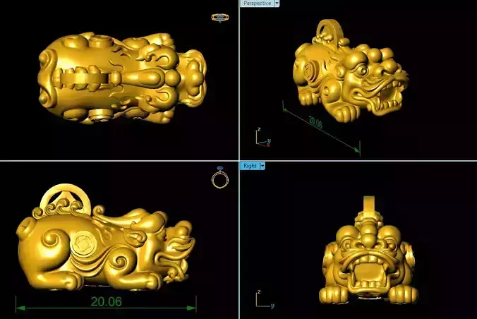 CHARM 3D PRINT chinese golden talisman