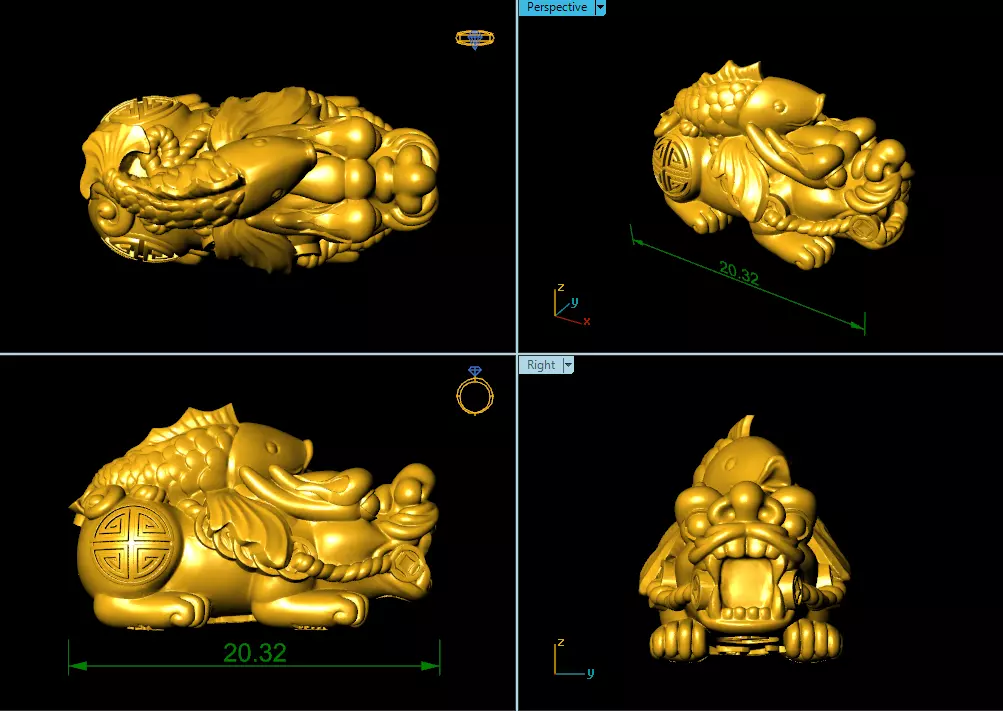 CHARM 3D PRINT chinese golden statues 3D print model_0