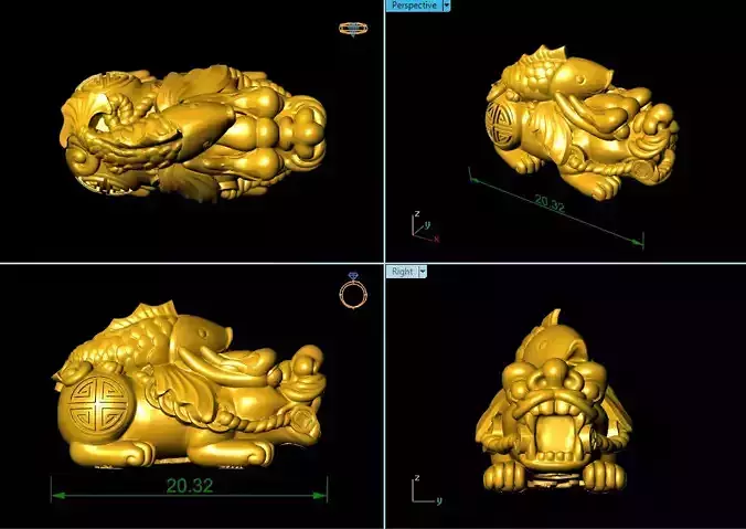 CHARM 3D PRINT chinese golden statues