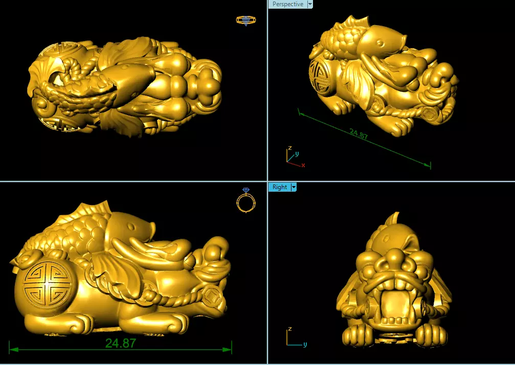 CHARM 3D PRINT chinese golden lion statue 3D print model_0