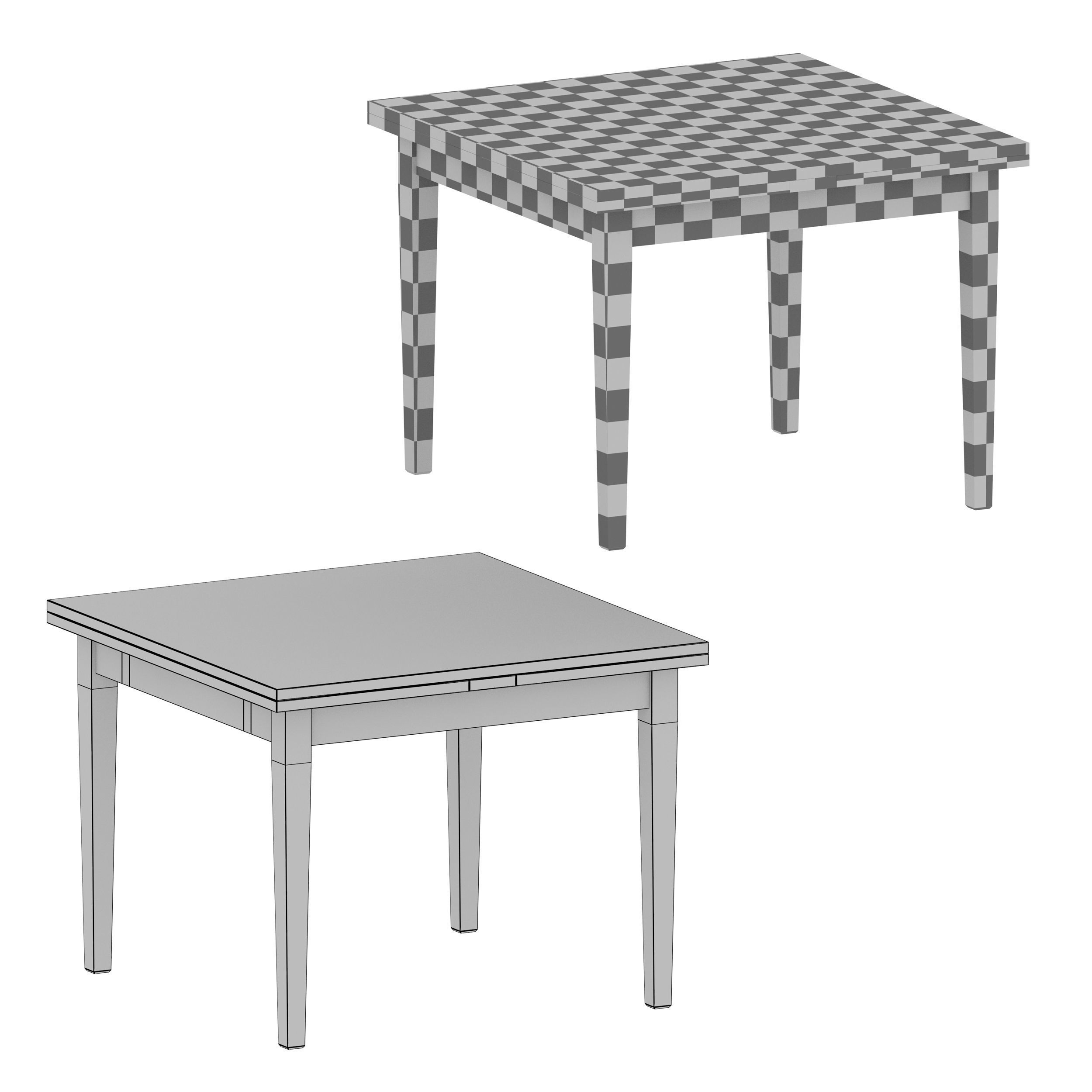 Pratico Dove Grey Extension Square Dining Table Crate and Barrel Low-poly 3D model_10