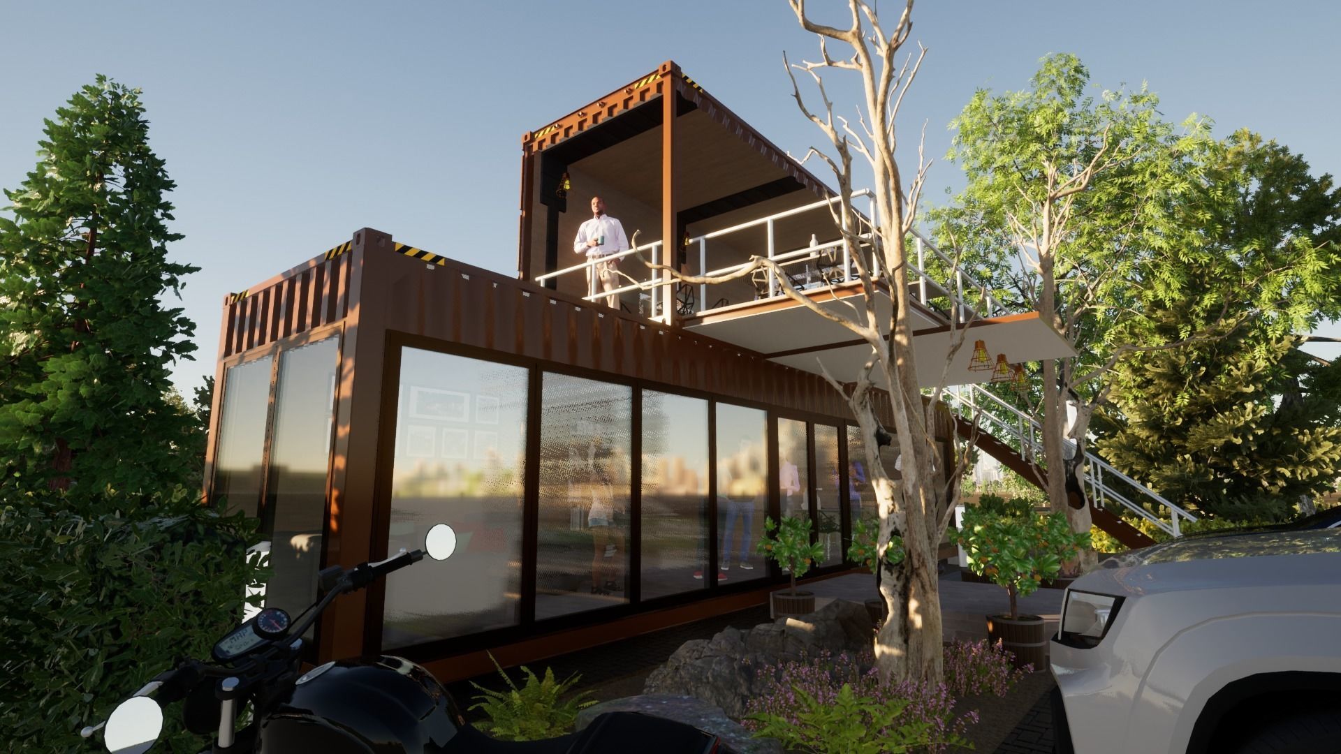 Shipping Container Restaurant 3D model_2