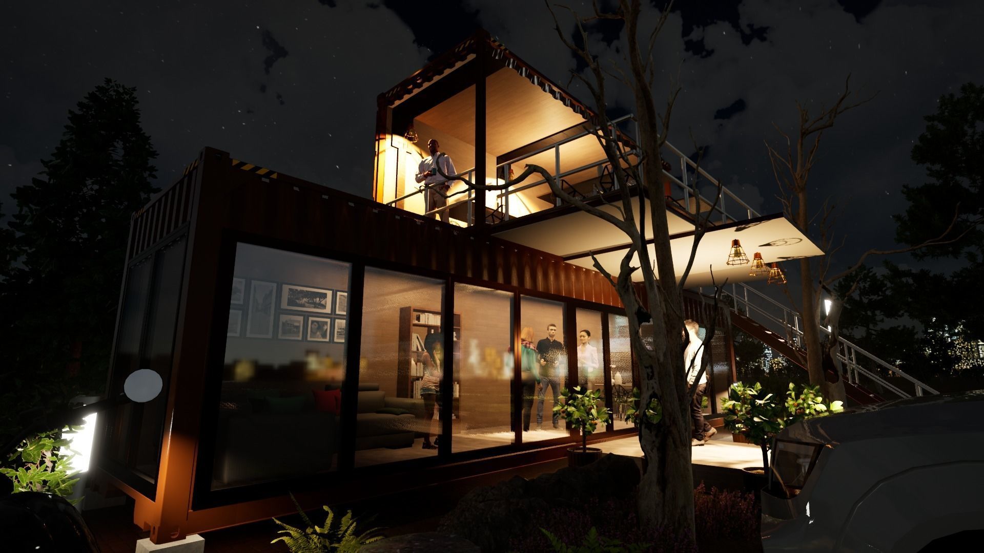 Shipping Container Restaurant 3D model_3