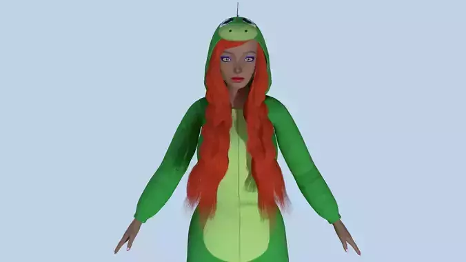 Girl kigurumi dragon Low-poly 3D model