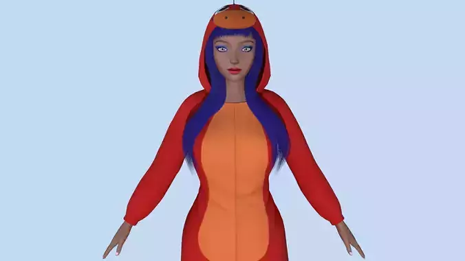Girl kigurumi dragon 2 Low-poly 3D model