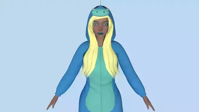 Girl kigurumi dragon 3 Low-poly 3D model