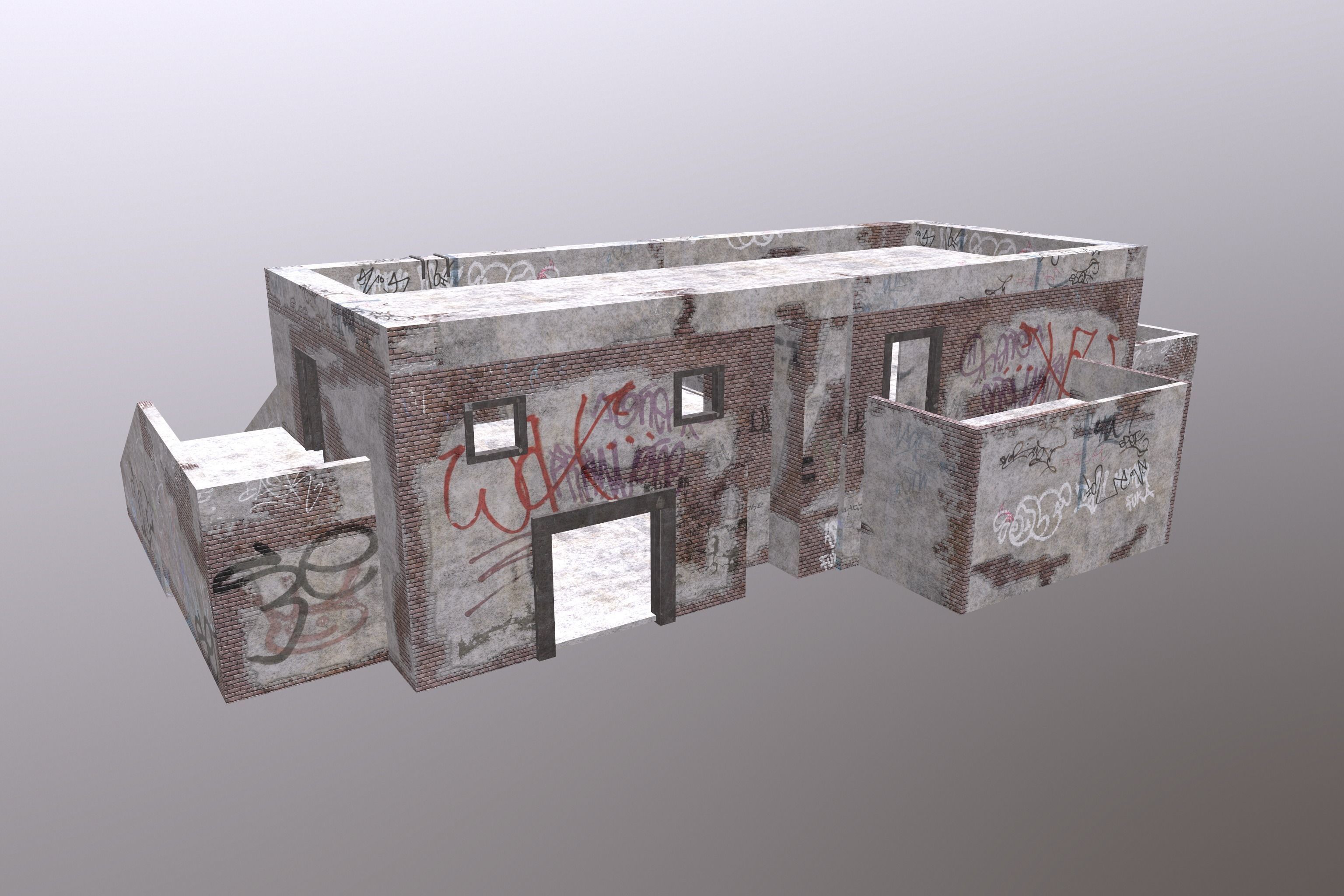 ABBANDONED BUILDING 01 Low-poly 3D model_1