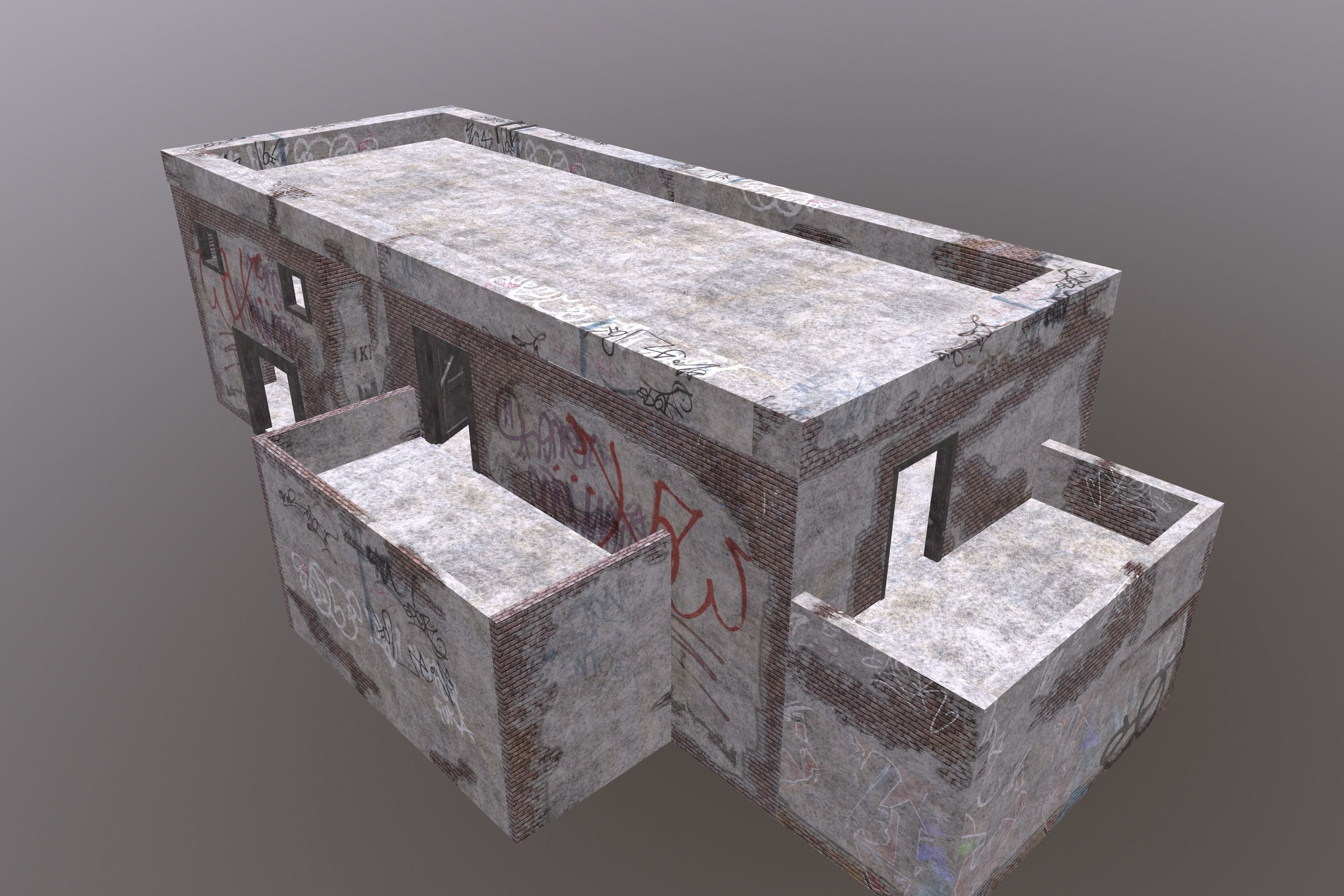 ABBANDONED BUILDING 01 Low-poly 3D model_3