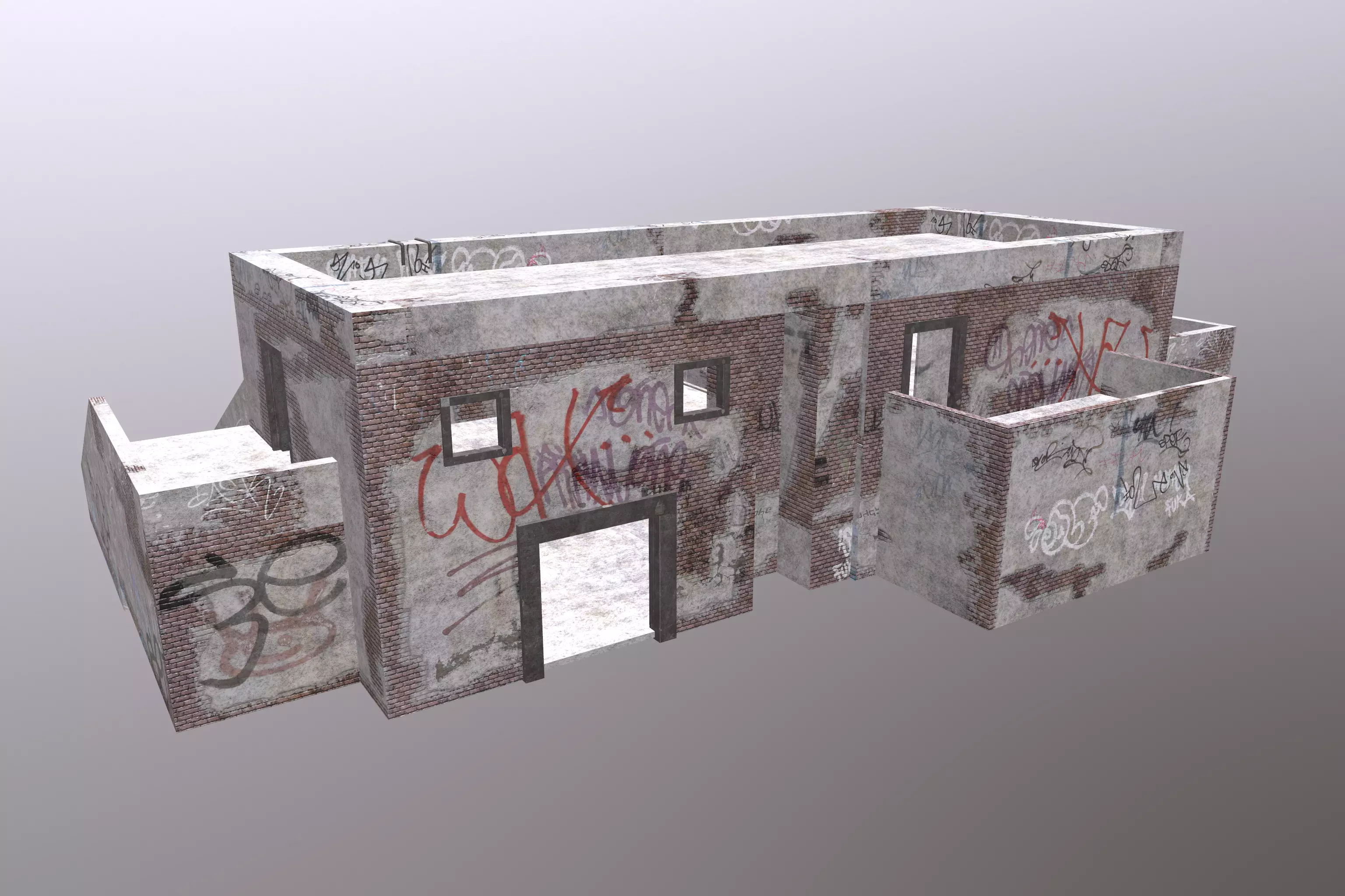 ABBANDONED BUILDING 01 Low-poly 3D model_0