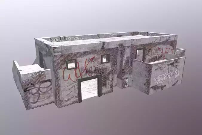 ABBANDONED BUILDING 01 Low-poly 3D model