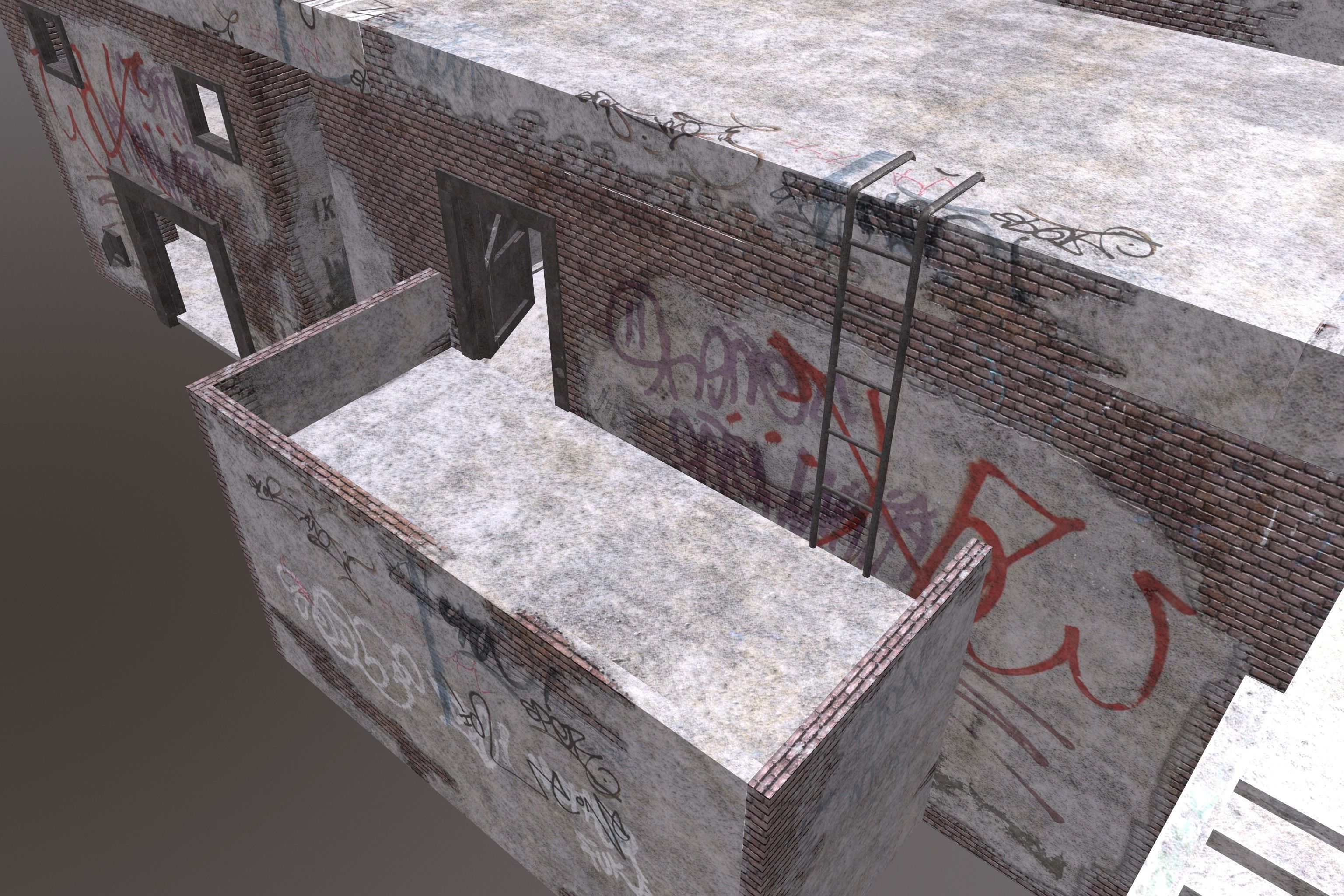 ABBANDONED BUILDING 01 Low-poly 3D model_11