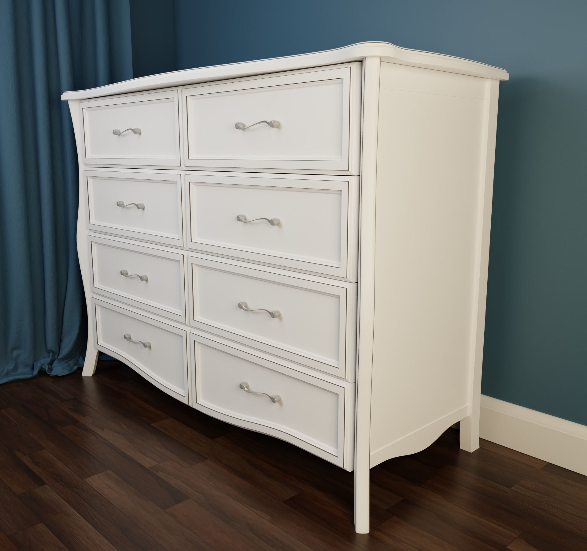 White Nightstand Large  3D model_1
