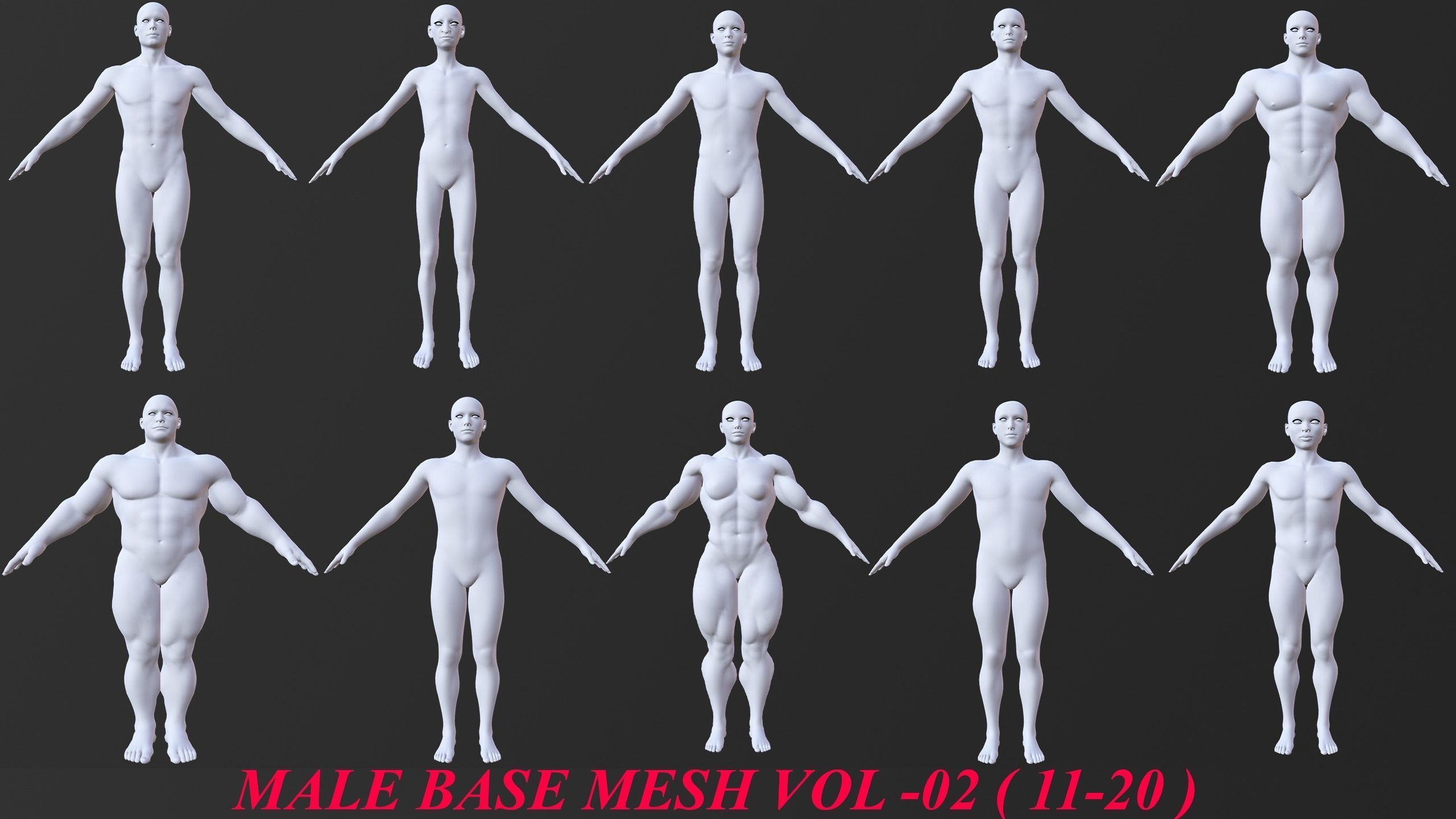 20 MALE BASE MESH  1-20 3D Model Collection_5