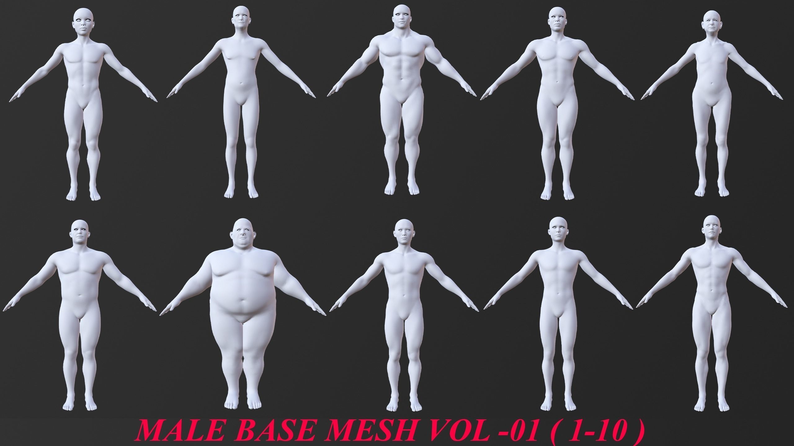 20 MALE BASE MESH  1-20 3D Model Collection_4