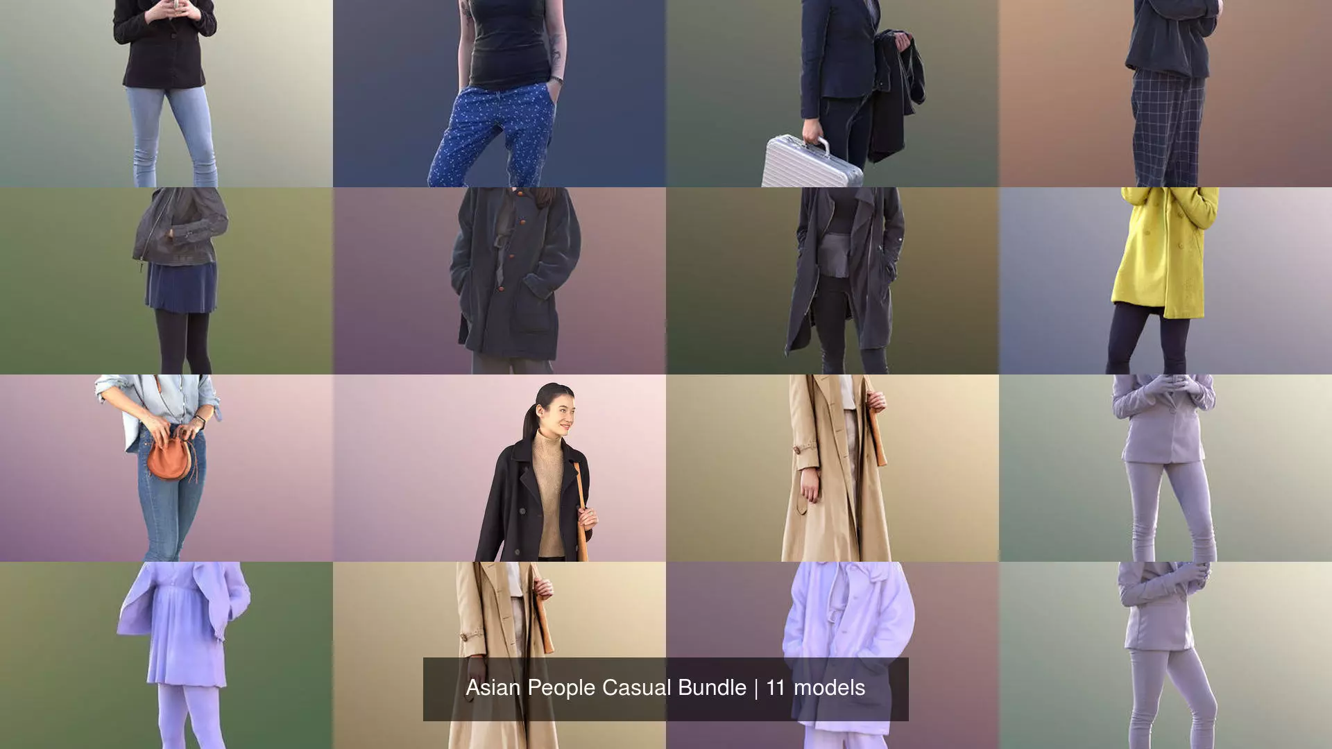 Asian People Casual Bundle 3D Model Collection_0