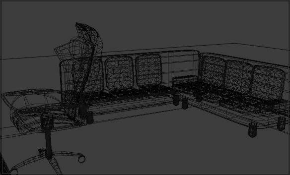 GamingRoom room with neon lights and furniture 3D model_15